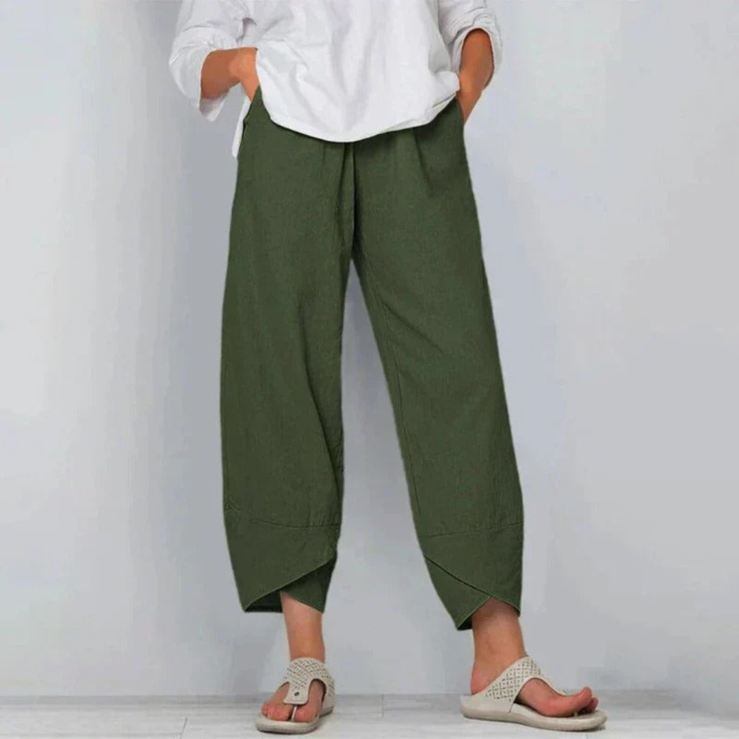 Relaxed Wide-Leg Cropped Trousers