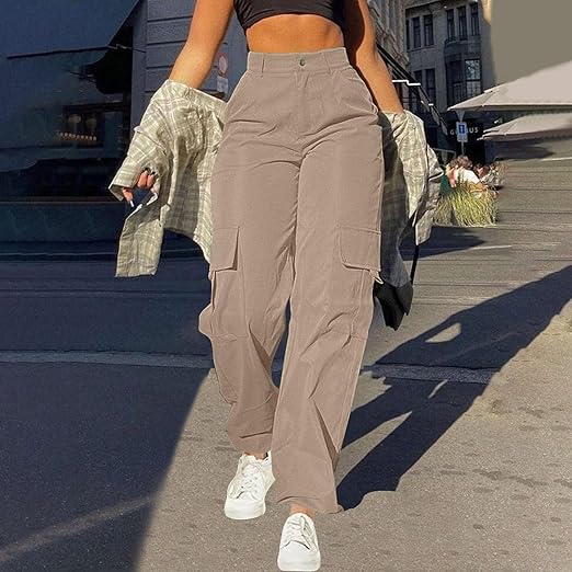 High-Waisted Utility Cargo Trousers