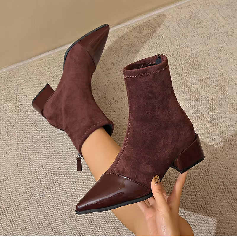 Sleek Mid Block Heel Ankle Boots