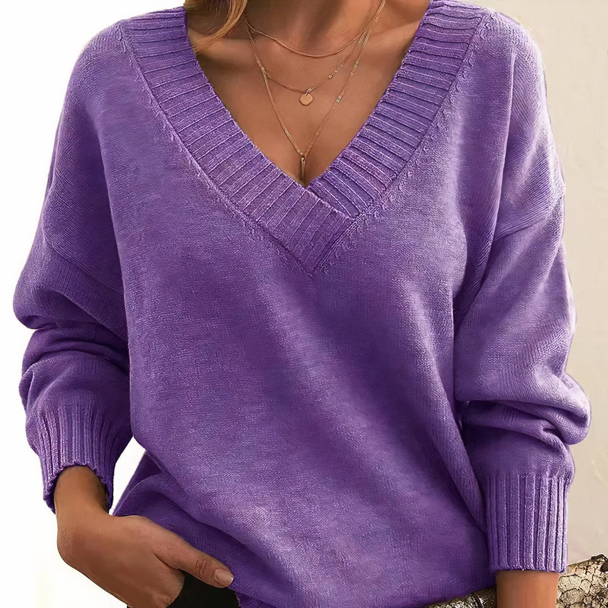 Relaxed V-Neck Soft Knit Jumper