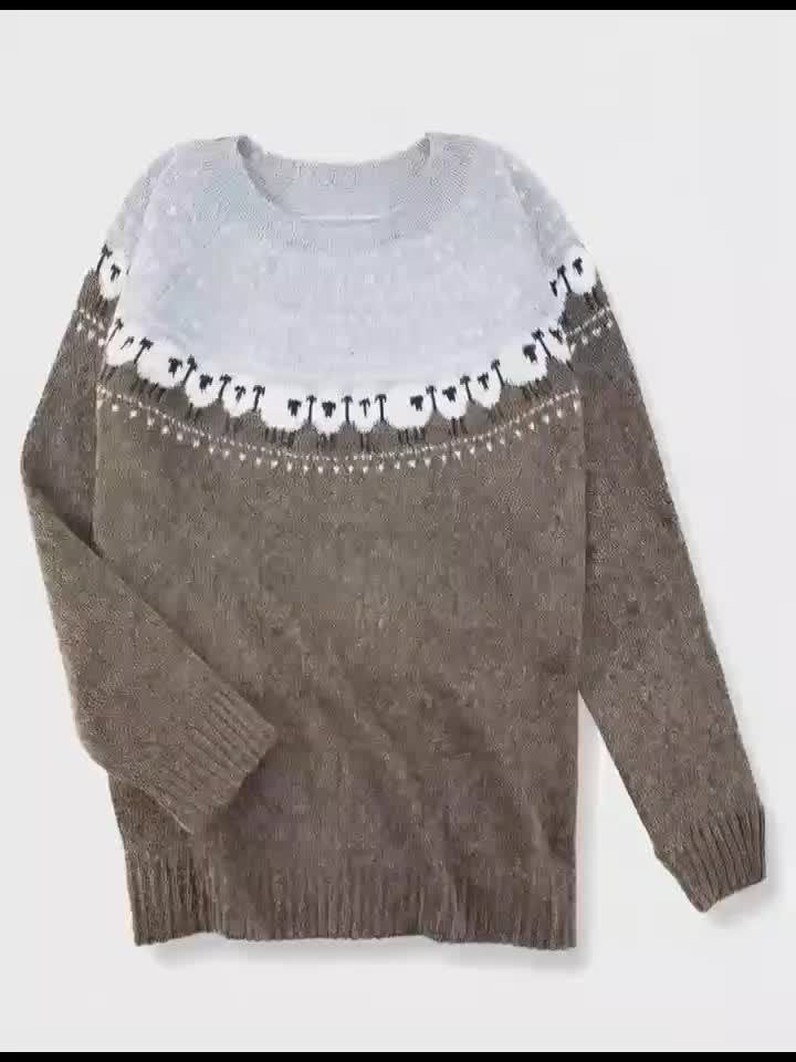 Sheep Pattern Chunky Jacquard Knit Jumper