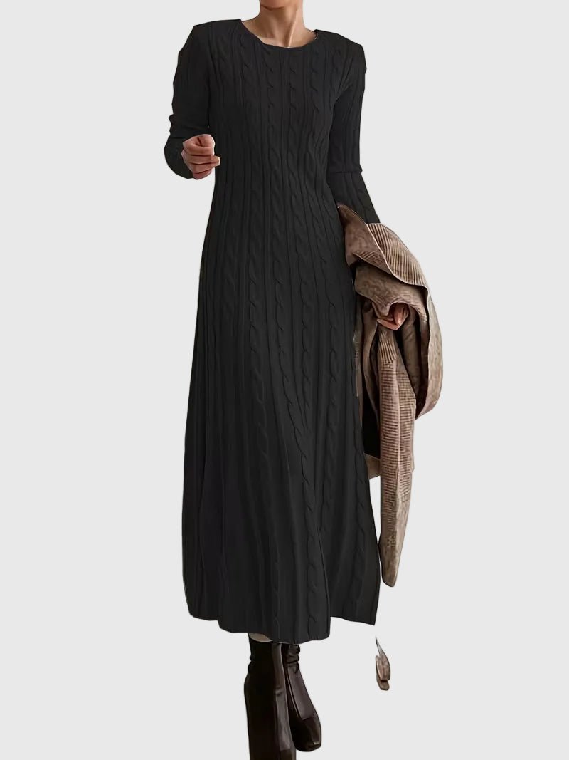 Cable Knit Crew Neck Maxi Dress