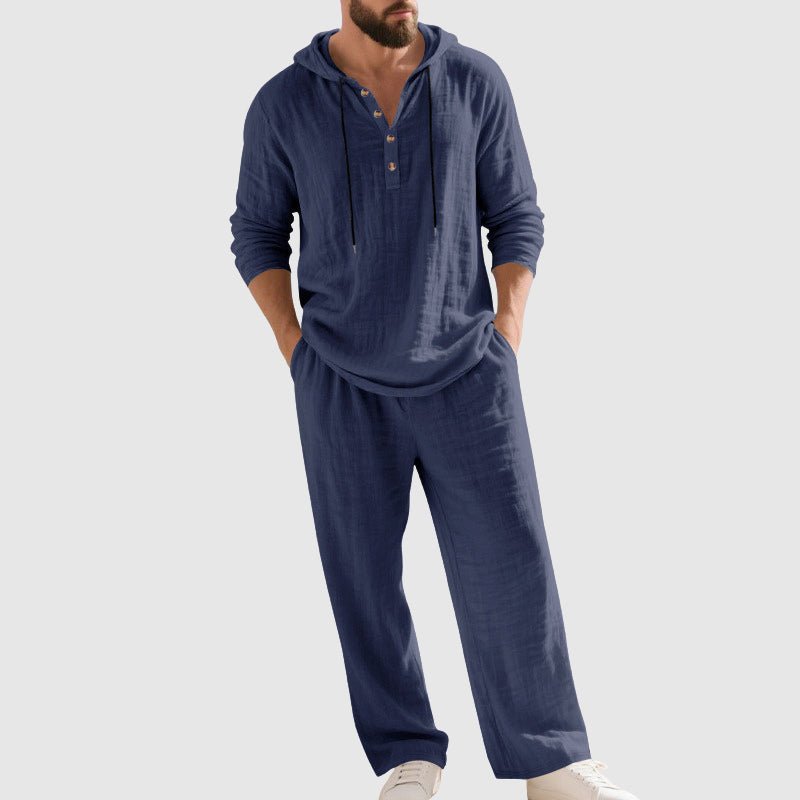Men's Linen-Blend Hooded Lounge Set