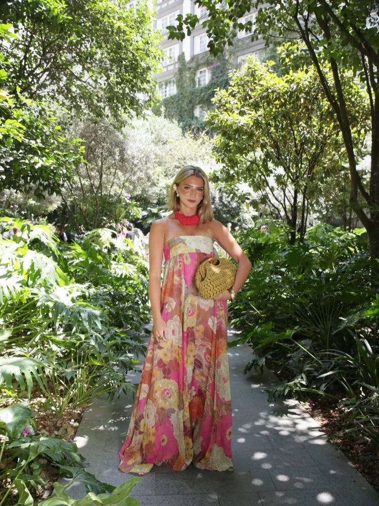 Strapless Floral Maxi Dress