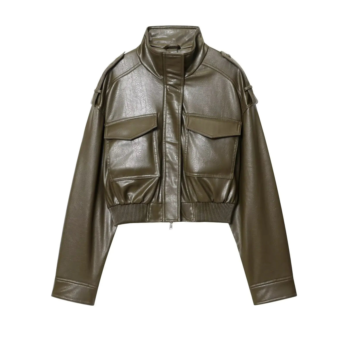 Asymmetric Zip Faux Leather Biker Jacket