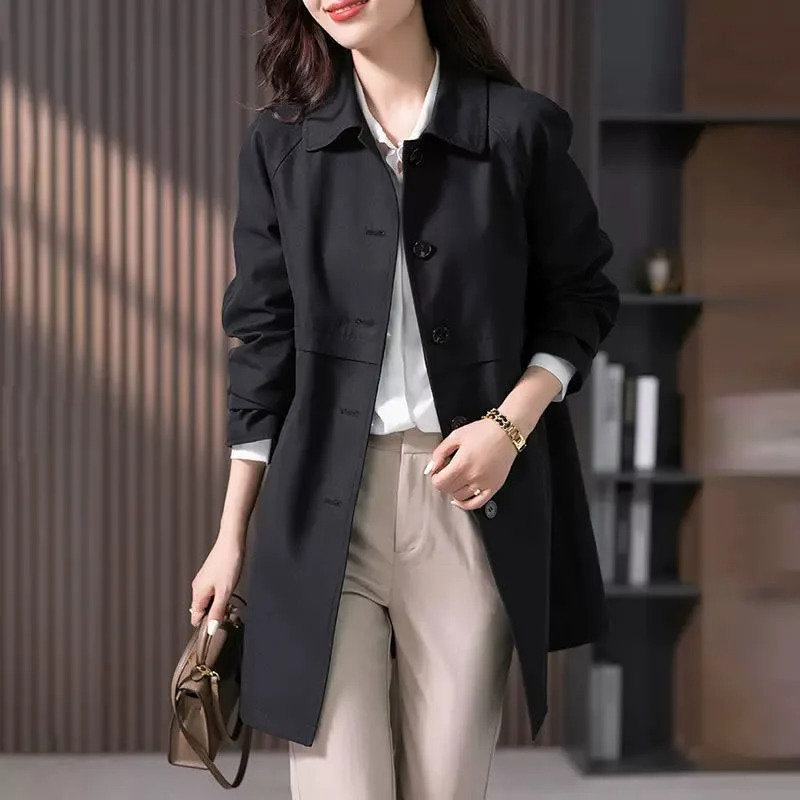 Structured Mid-Length Tailored Trench Coat