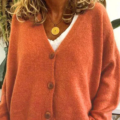 Fine-Gauge V-Neck Buttoned Cardigan