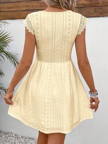 Floral Lace Detail A-Line Cocktail Dress