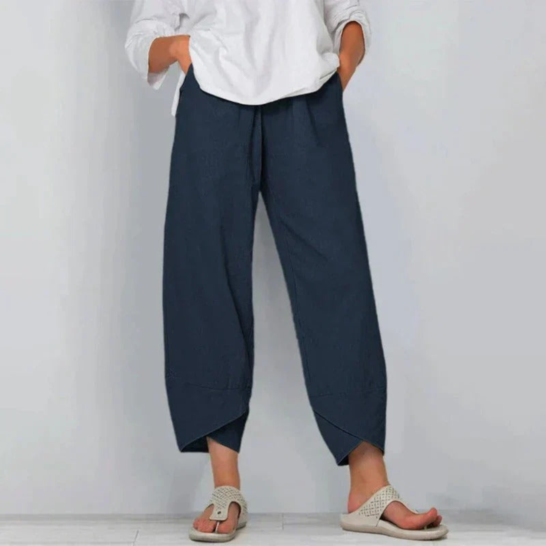 Relaxed Wide-Leg Cropped Trousers