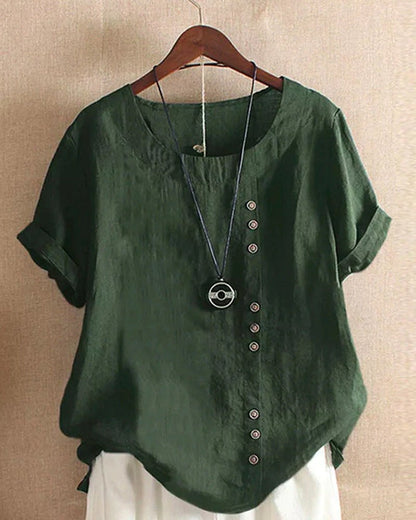 Women's Relaxed Button-Detail Linen Shirt