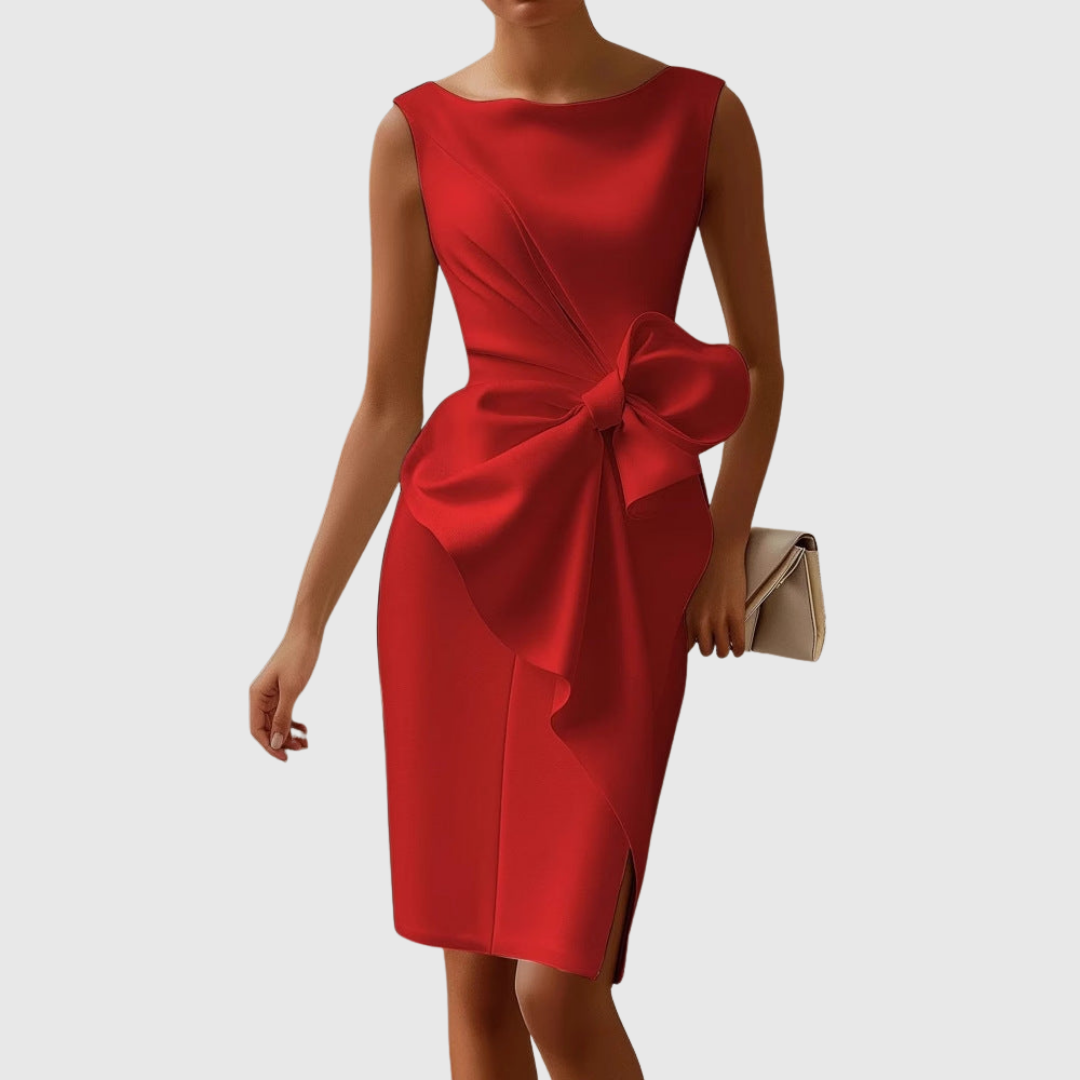 Elegant Bow Detail Midi Dress