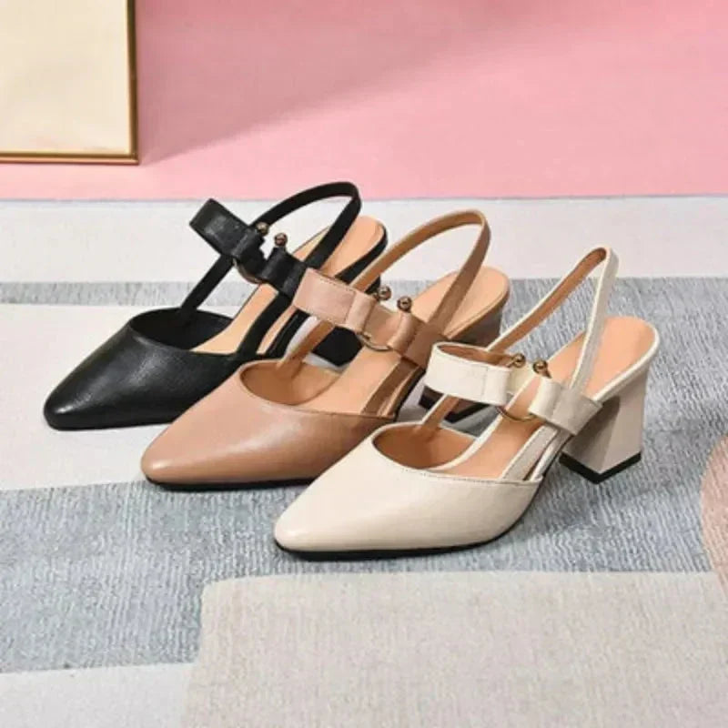 Pointed Block Heel Mary Jane Slingbacks