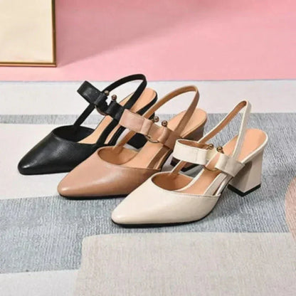 Pointed Block Heel Mary Jane Slingbacks