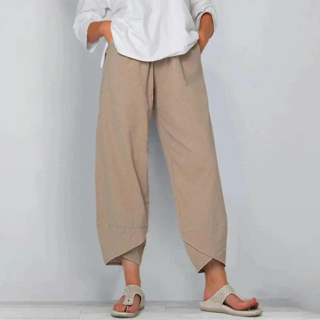 Relaxed Wide-Leg Cropped Trousers