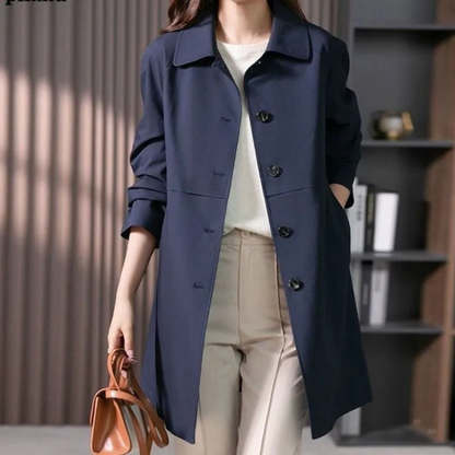 Structured Mid-Length Tailored Trench Coat