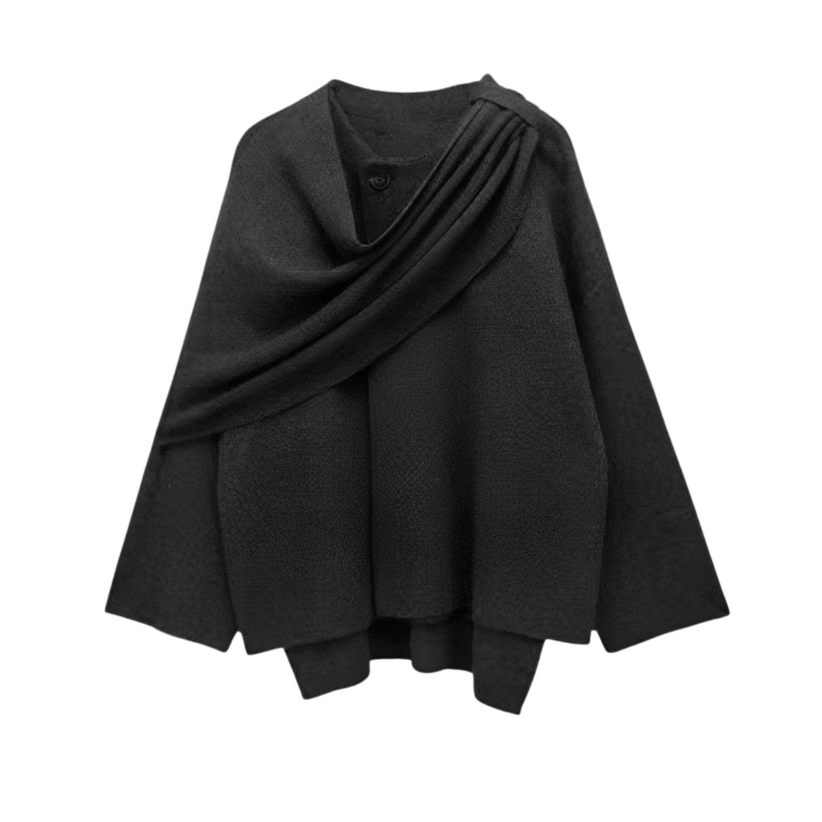 Fluid Waterfall Draped Cape Coat