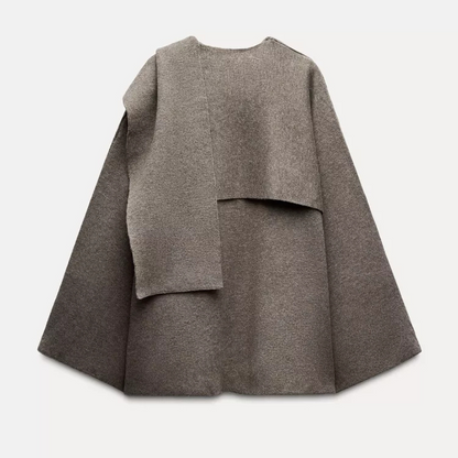 Fluid Waterfall Draped Cape Coat