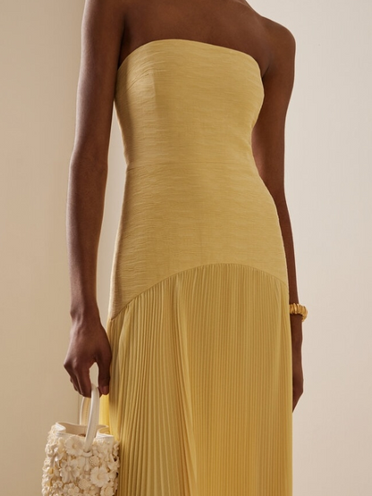 Strapless Pleated Maxi Dress