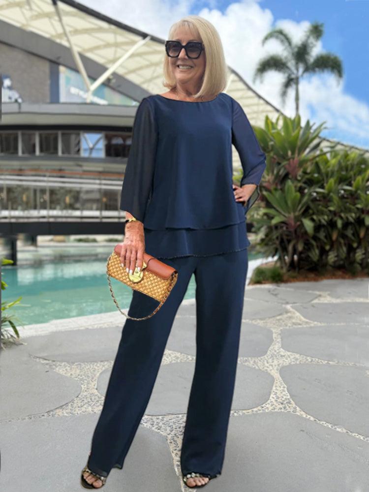Relaxed Linen-Blend Two-Piece Trouser Set