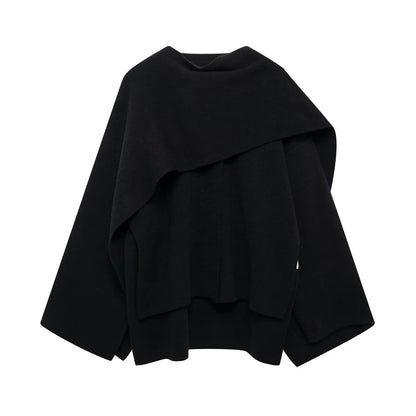 Fluid Waterfall Draped Cape Coat