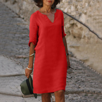 Elegant V-Neck Knee-Length Dress