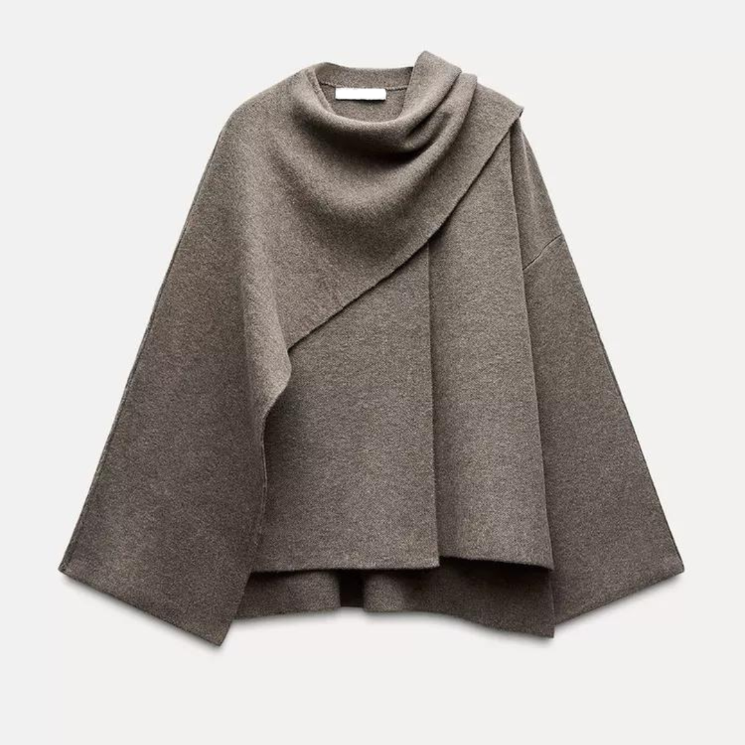 Fluid Waterfall Draped Cape Coat