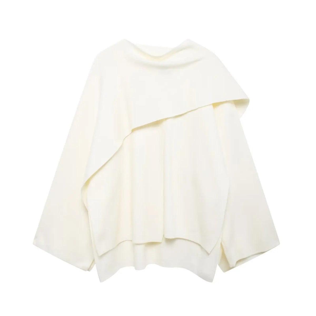 Fluid Waterfall Draped Cape Coat