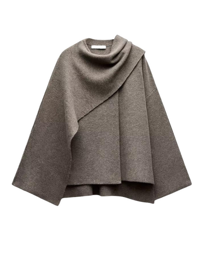 Fluid Waterfall Draped Cape Coat