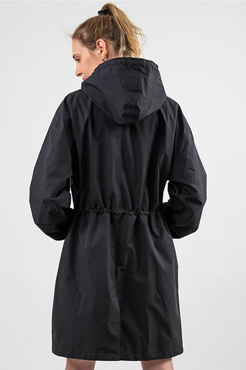 Women's Longline Hooded Coat with Button Front