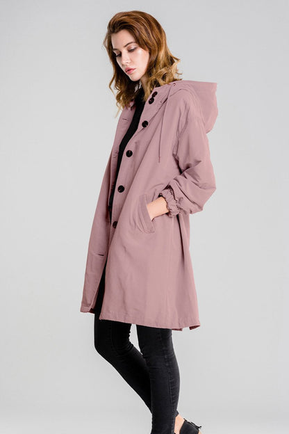 Women's Longline Hooded Coat with Button Front
