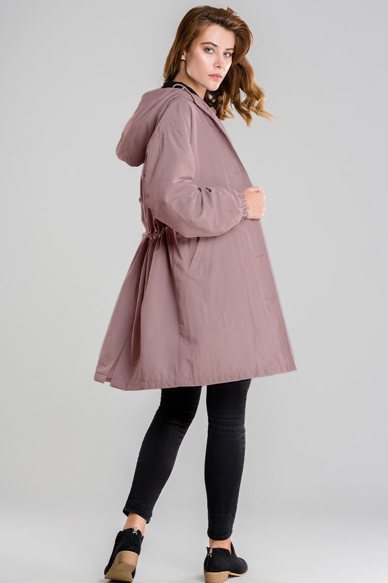Women's Longline Hooded Coat with Button Front