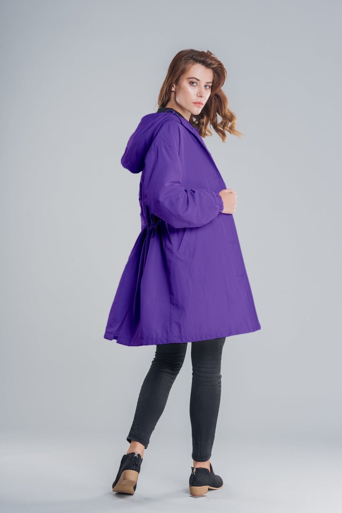 Women's Longline Hooded Coat with Button Front