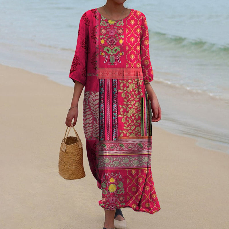 Women's Bohemian Print Fluid Maxi Dress