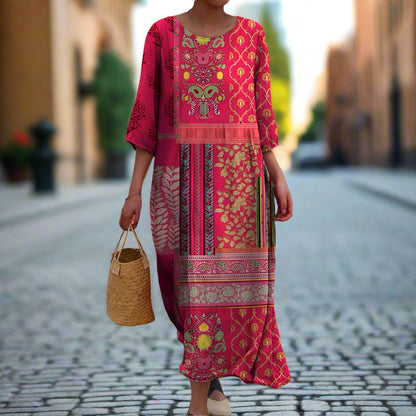 Women's Bohemian Print Fluid Maxi Dress