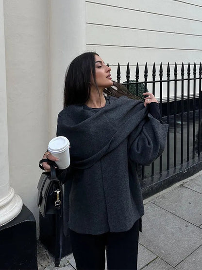 Fluid Waterfall Draped Cape Coat