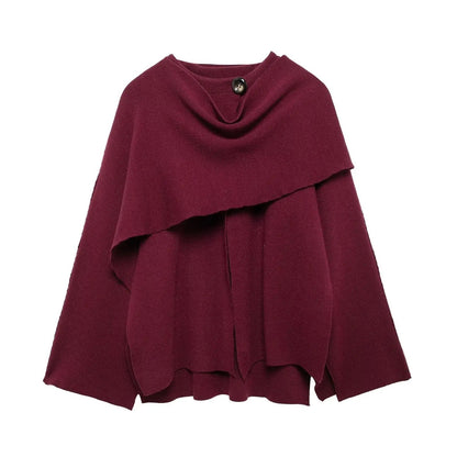 Fluid Waterfall Draped Cape Coat