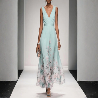 Floral V-Neck Midi Occasion Dress