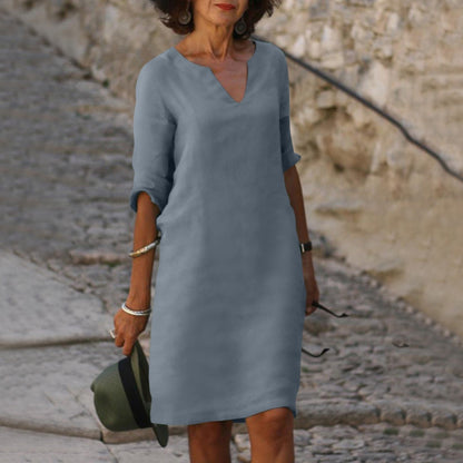 Elegant V-Neck Knee-Length Dress