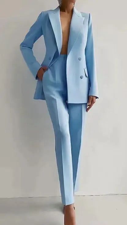 Single-Breasted Blazer & Tailored Trouser Suit Set
