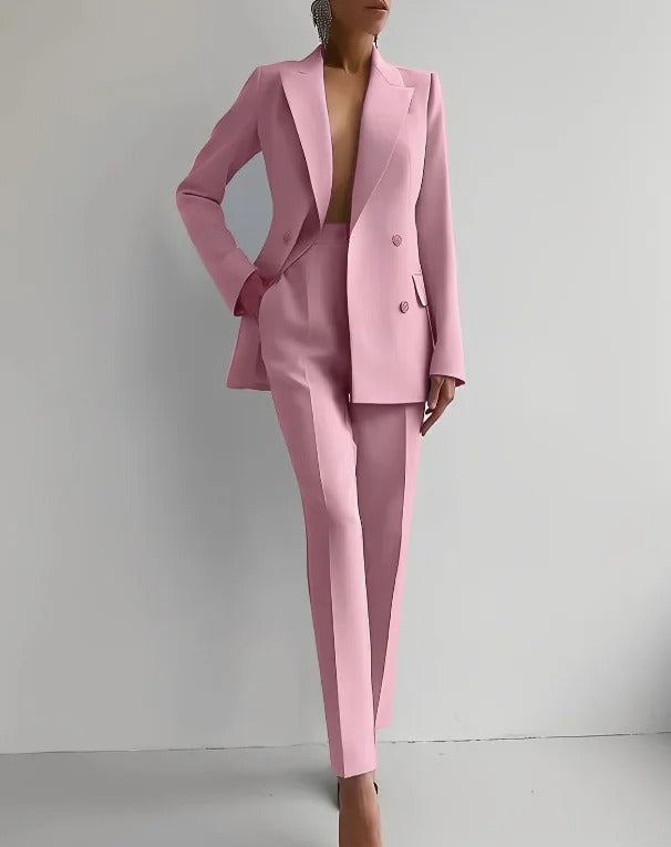 Single-Breasted Blazer & Tailored Trouser Suit Set