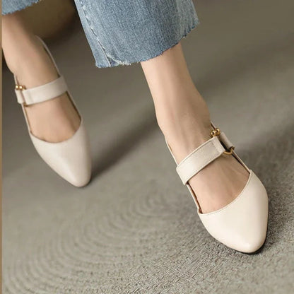 Pointed Block Heel Mary Jane Slingbacks