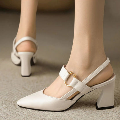 Pointed Block Heel Mary Jane Slingbacks