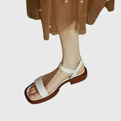 Women's Flat Ankle-Strap Sandals with Low Square Heel and Cushioned Insole