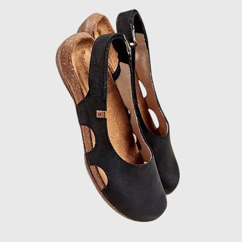 Closed-Toe Leather Sandals with Adjustable Back Strap