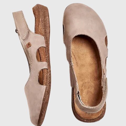 Closed-Toe Leather Sandals with Adjustable Back Strap