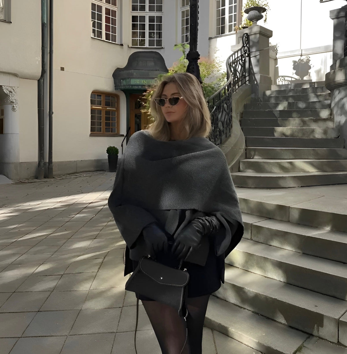 Fluid Waterfall Draped Cape Coat