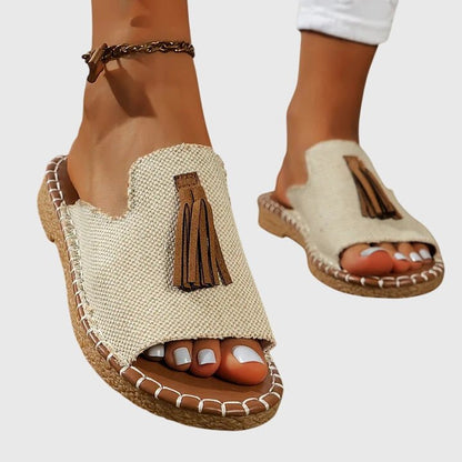 Pompom Espadrille Flat Sandals