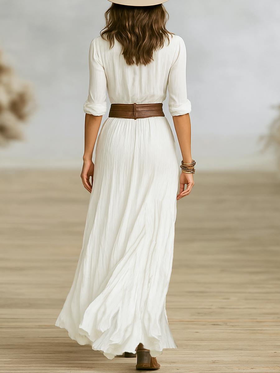 Fluid Drape Evening Maxi Dress