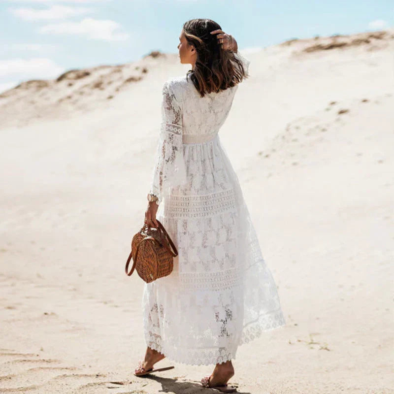 Boho Print Long Sleeve Maxi Dress