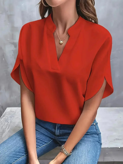 Split Sleeve V-Neck Blouse
